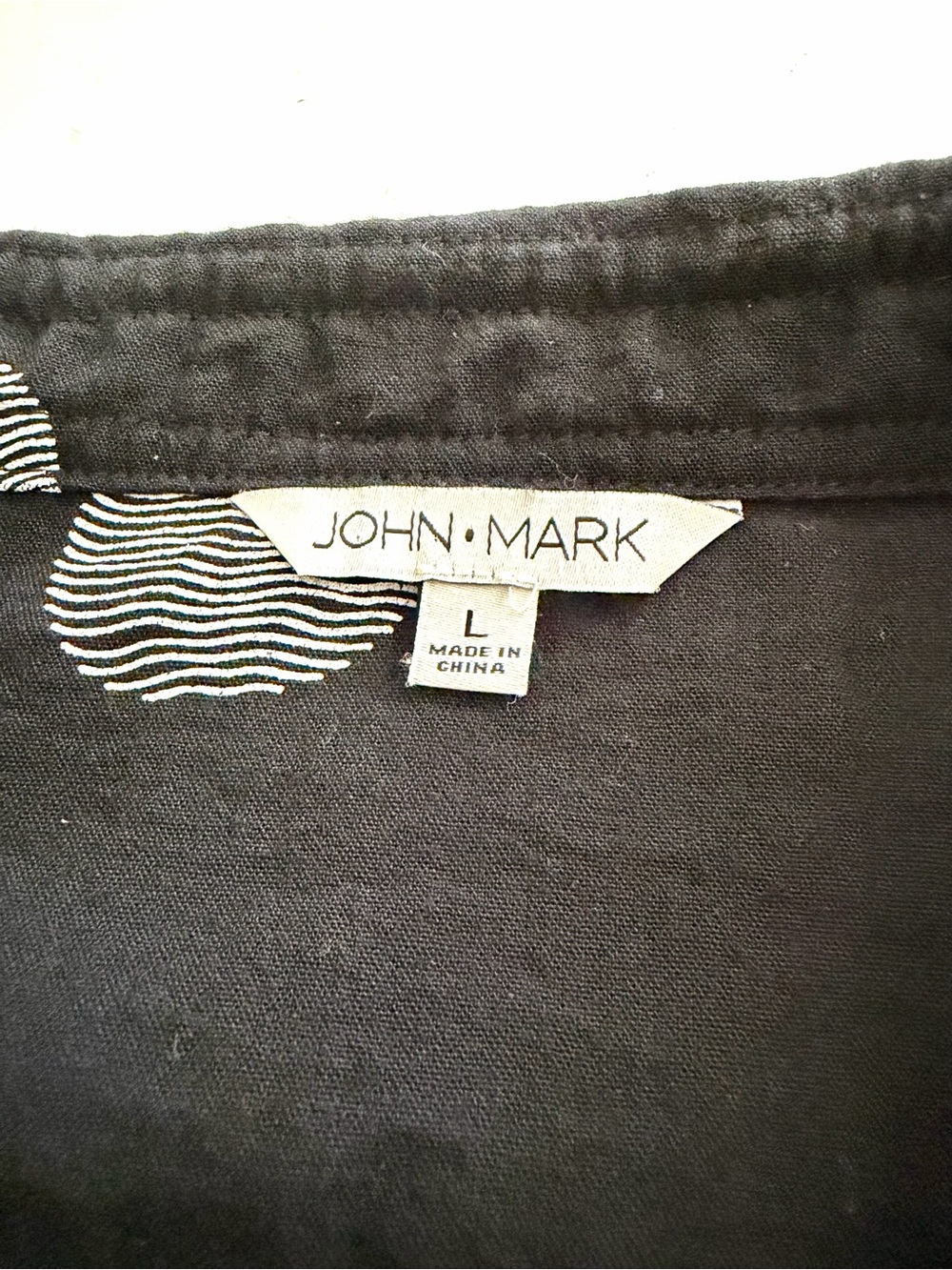 John Mark Black Button Front Roll-up Sleeve Shirt Tunic Size Large Polka Dot - Picture 11 of 15